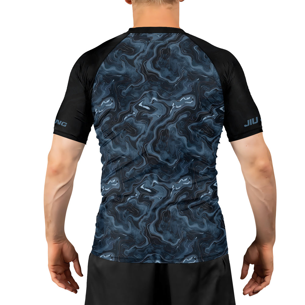 Rashninja Cyber Storm Silver Men's Short Sleeve Rash Guard