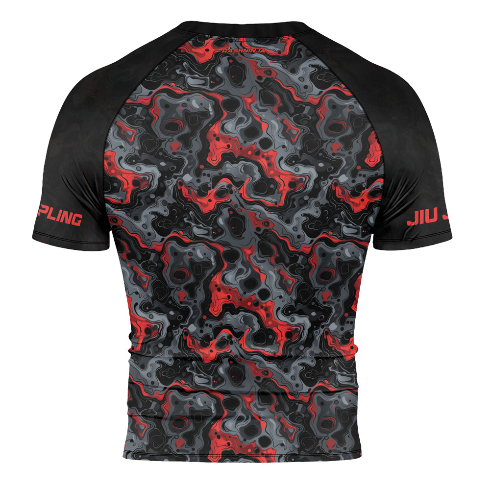Rashninja Cyber Storm Red Men's Short Sleeve Rash Guard