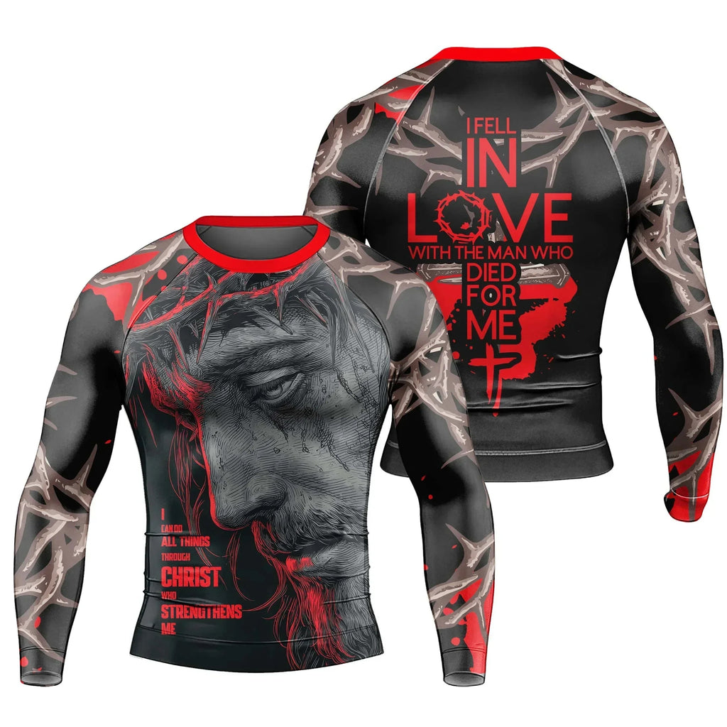 Christ Fell in Love With Human Men's Long Sleeve Rash Guard