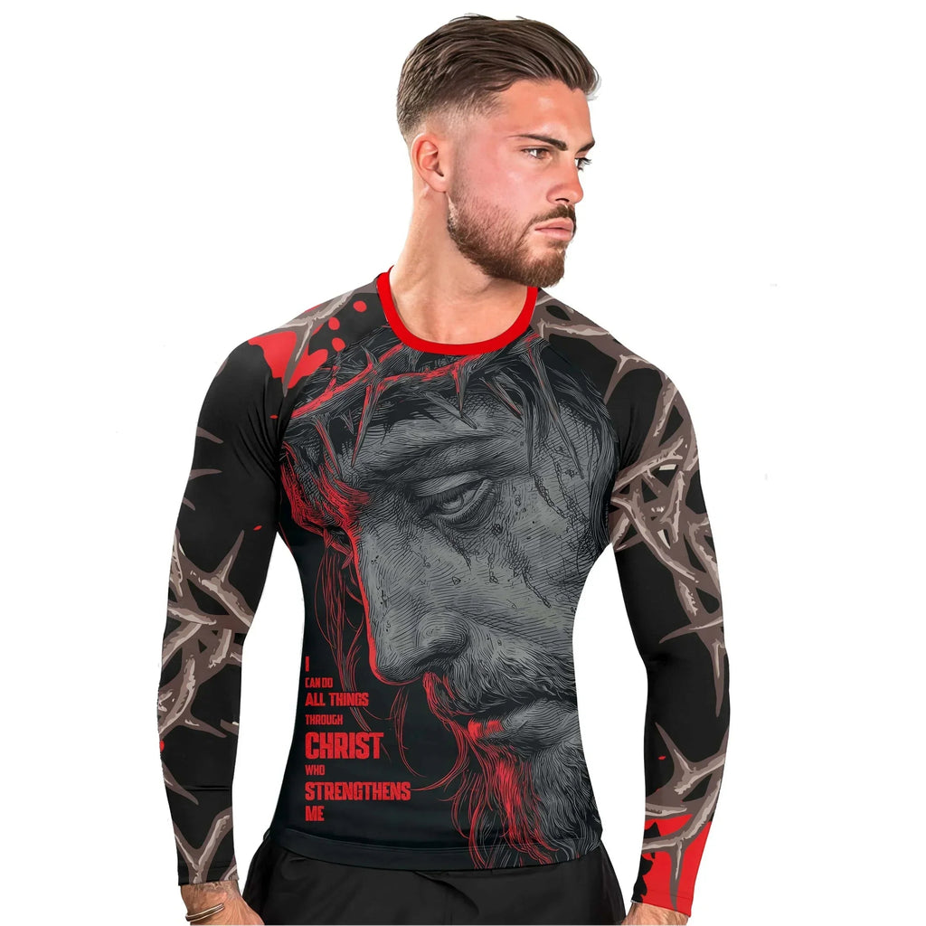 Christ Fell in Love With Human Men's Long Sleeve Rash Guard