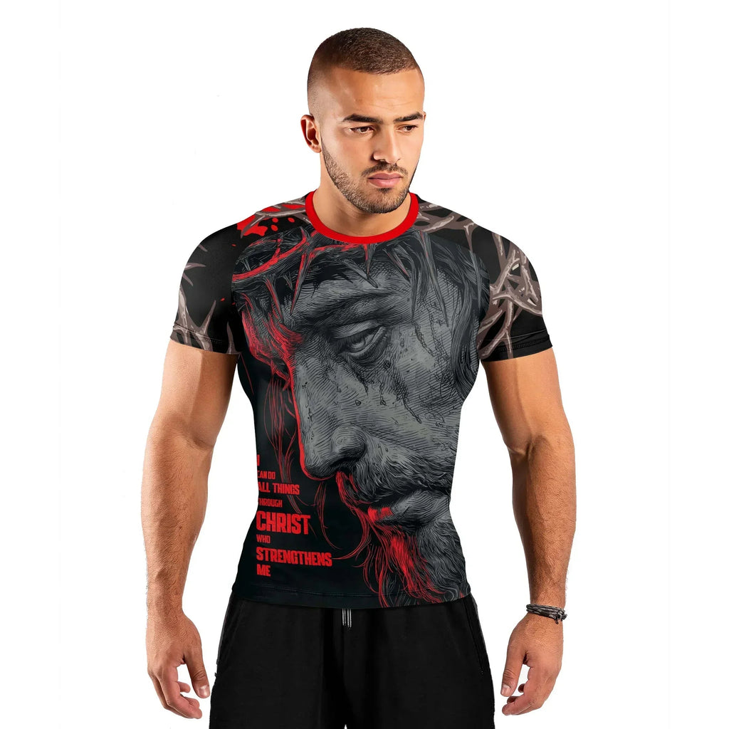 Christ Fell in Love With Human Men's Short Sleeve Rash Guard