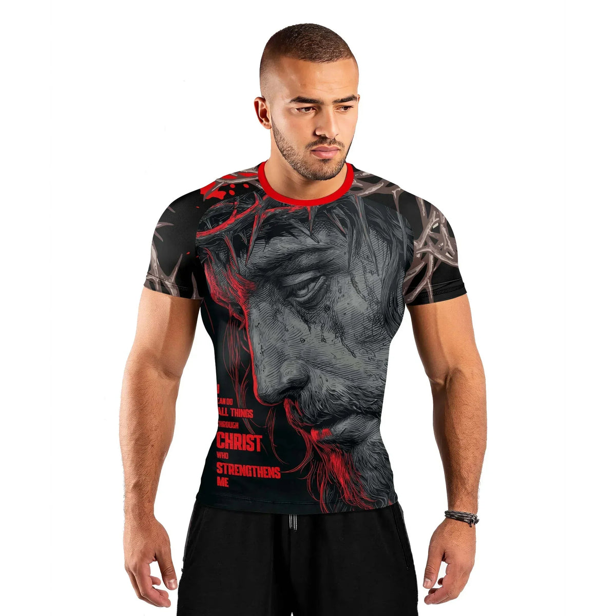 Christ Fell in Love With Human Men's Short Sleeve Rash Guard