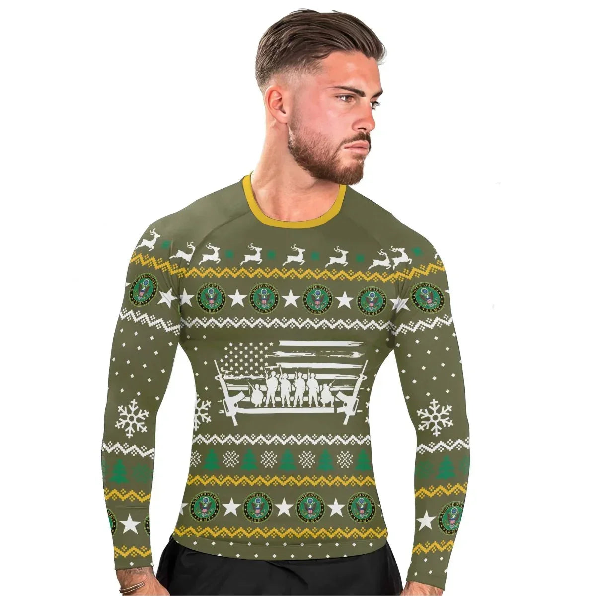 Christmas Army Men's Long Sleeve Rash Guard