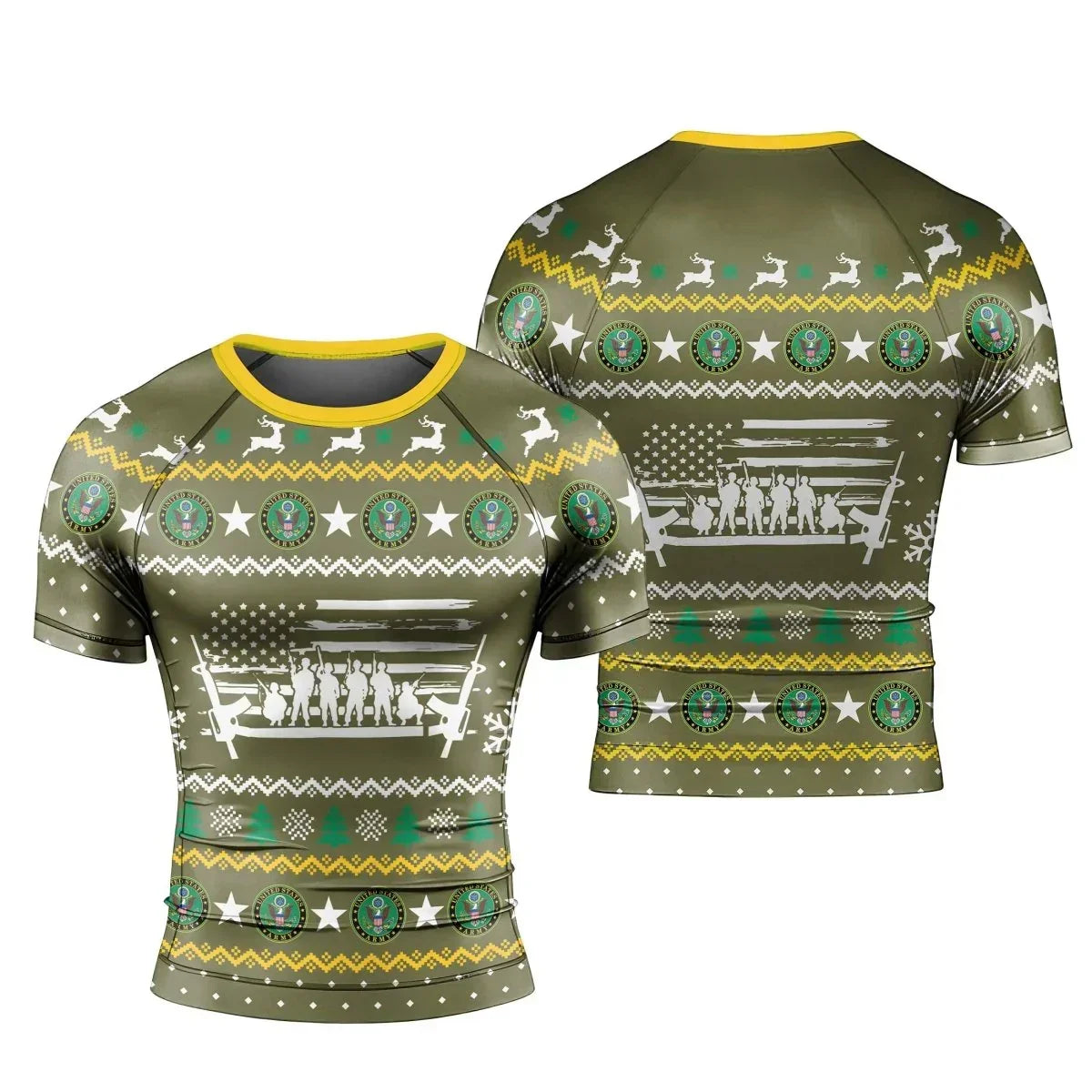 Christmas Army Men's Short Sleeve Rash Guard