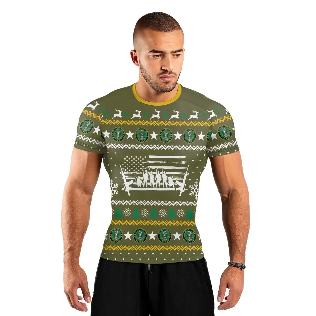 Christmas Army Men's Short Sleeve Rash Guard