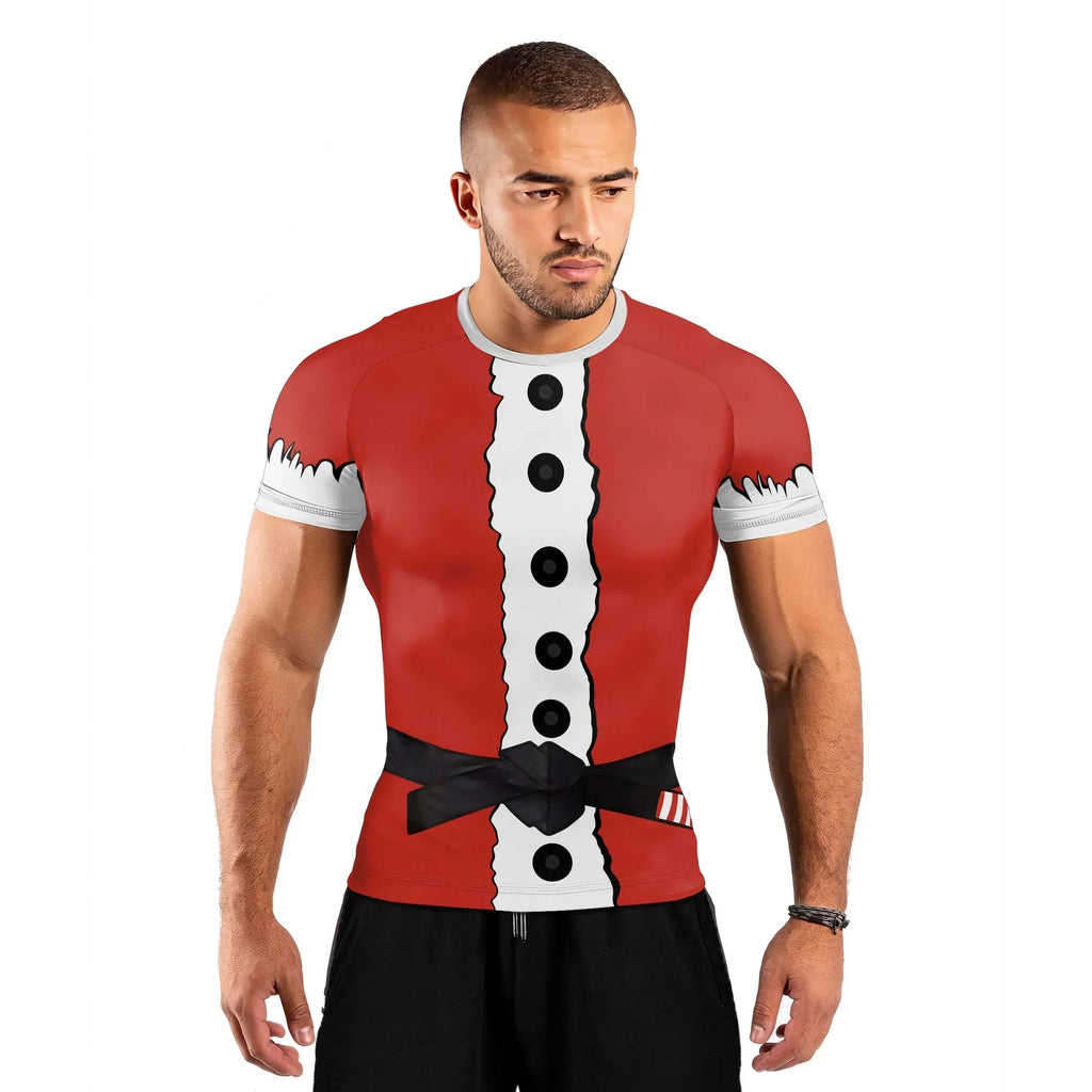 Christmas Santa Jiu Jitsu Men's Short Sleeve Rash Guard