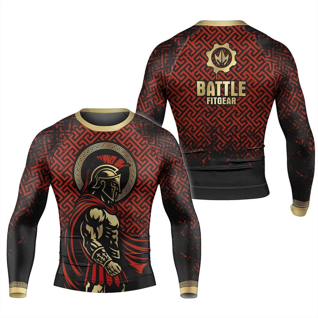 Crimson Spartan Men's Long Sleeve Rash Guard