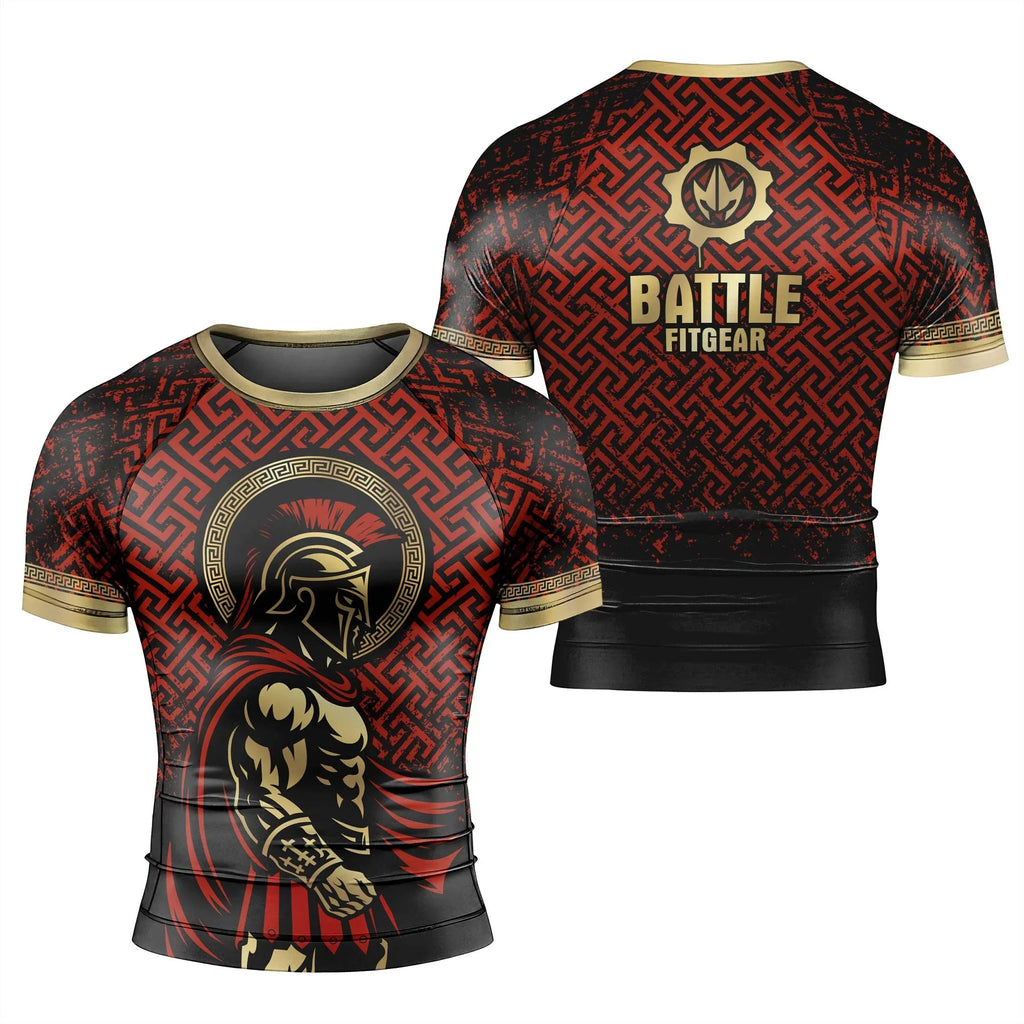 Crimson Spartan Men's Short Sleeve Rash Guard