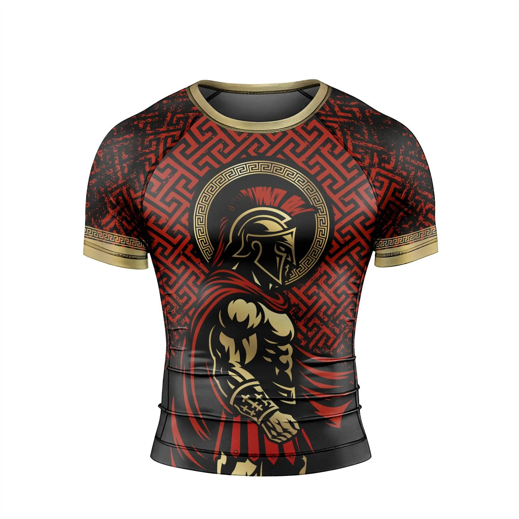 Crimson Spartan Men's Short Sleeve Rash Guard