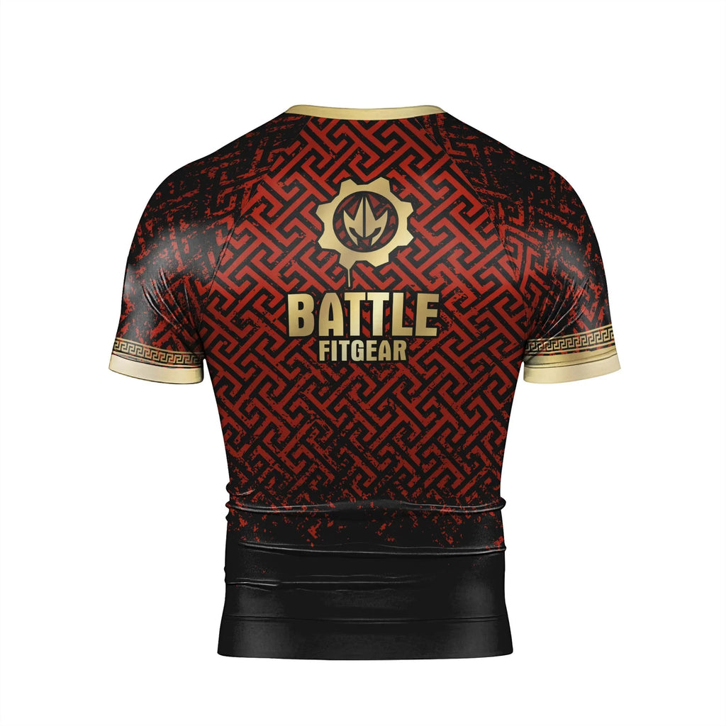 Crimson Spartan Men's Short Sleeve Rash Guard