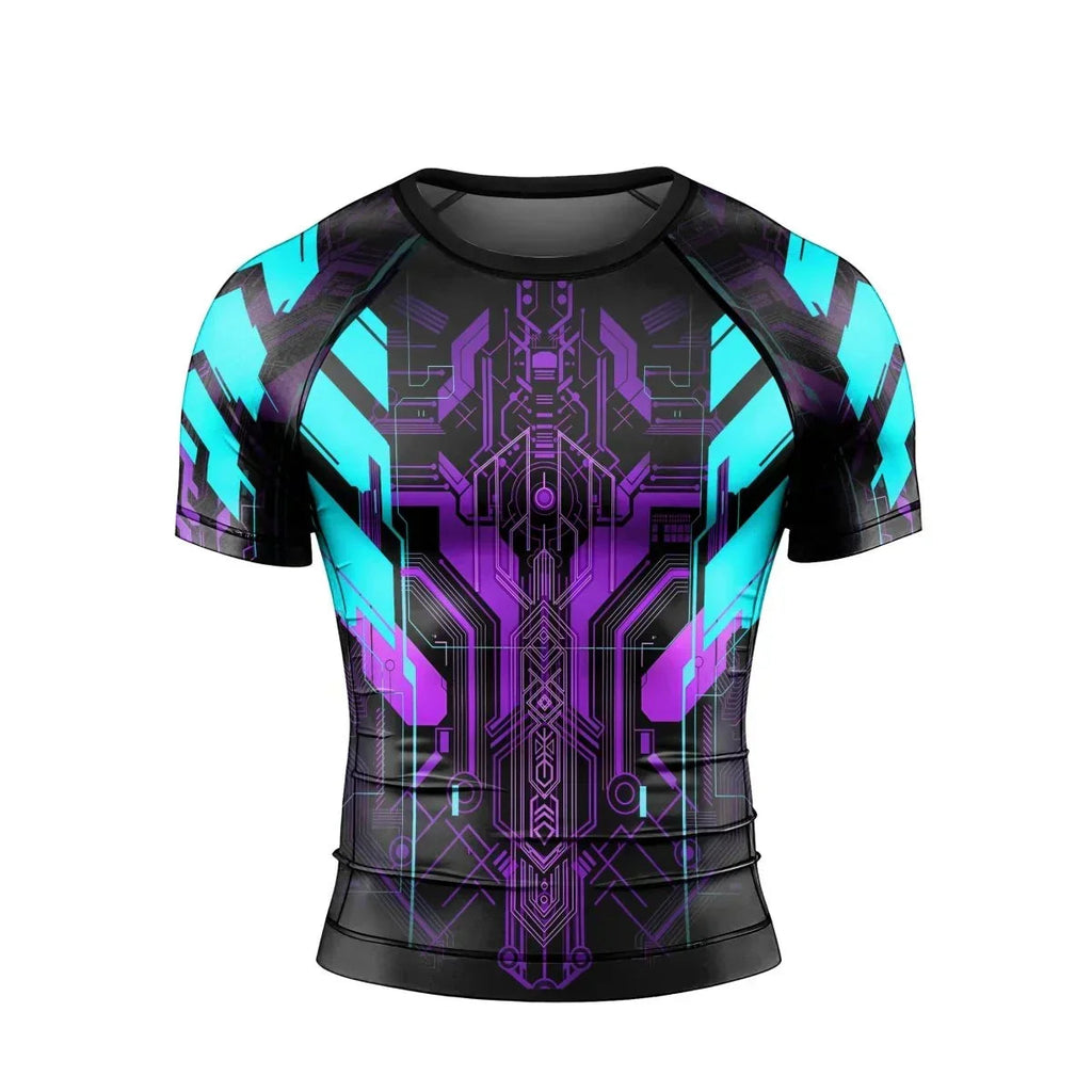 Cyberpunk Ultraviolet Men's Short Sleeve Rash Guard