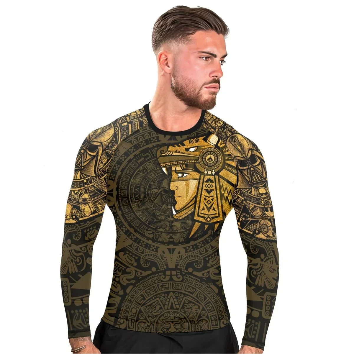 Darth Vader Aztec Calendar Men's Long Sleeve Rash Guard
