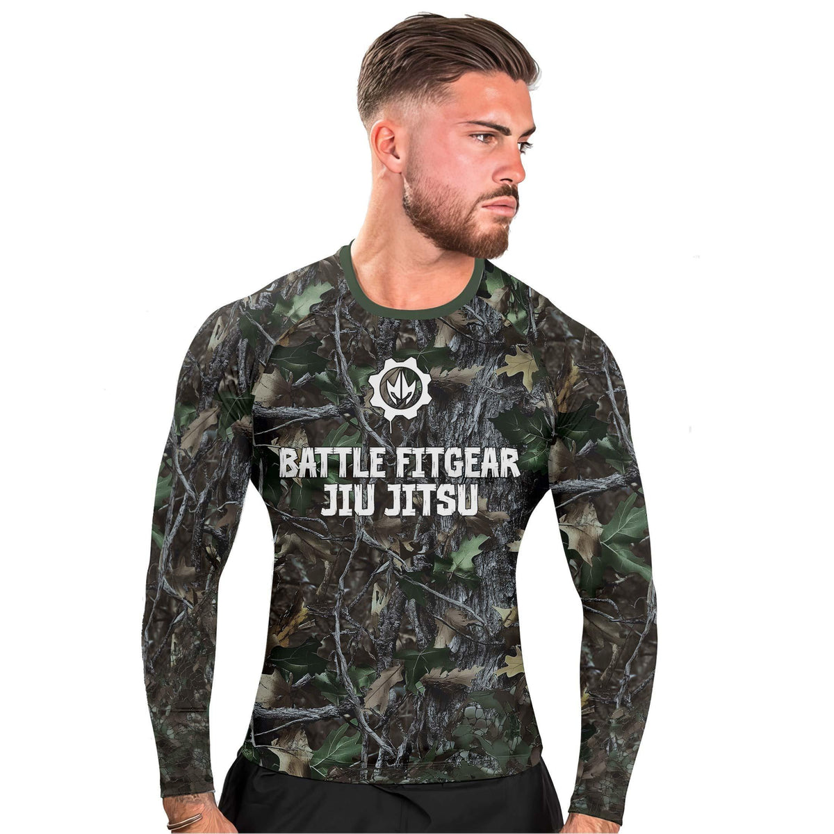 Forest Camouflage Jiu Jitsu Men's Long Sleeve Rash Guard
