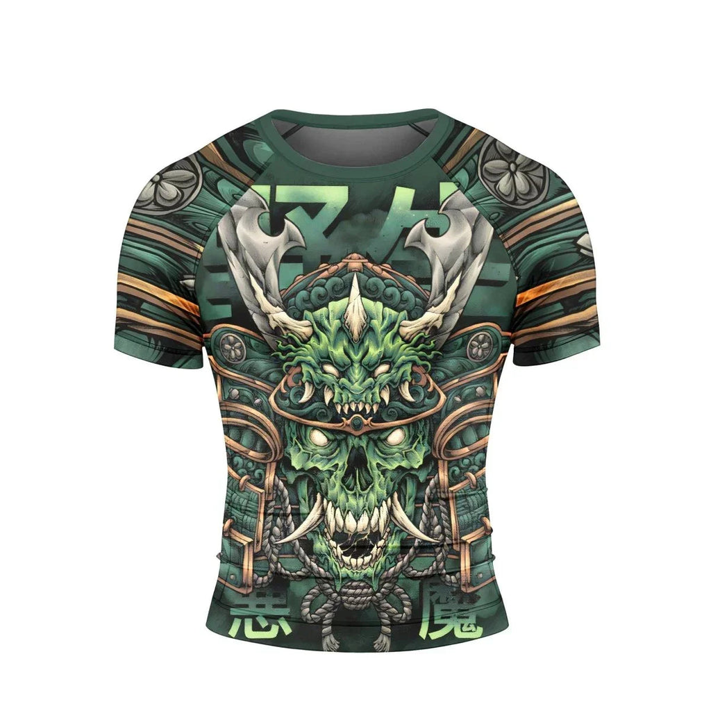 Evil Japanese Samurai Short Sleeve Rash Guard