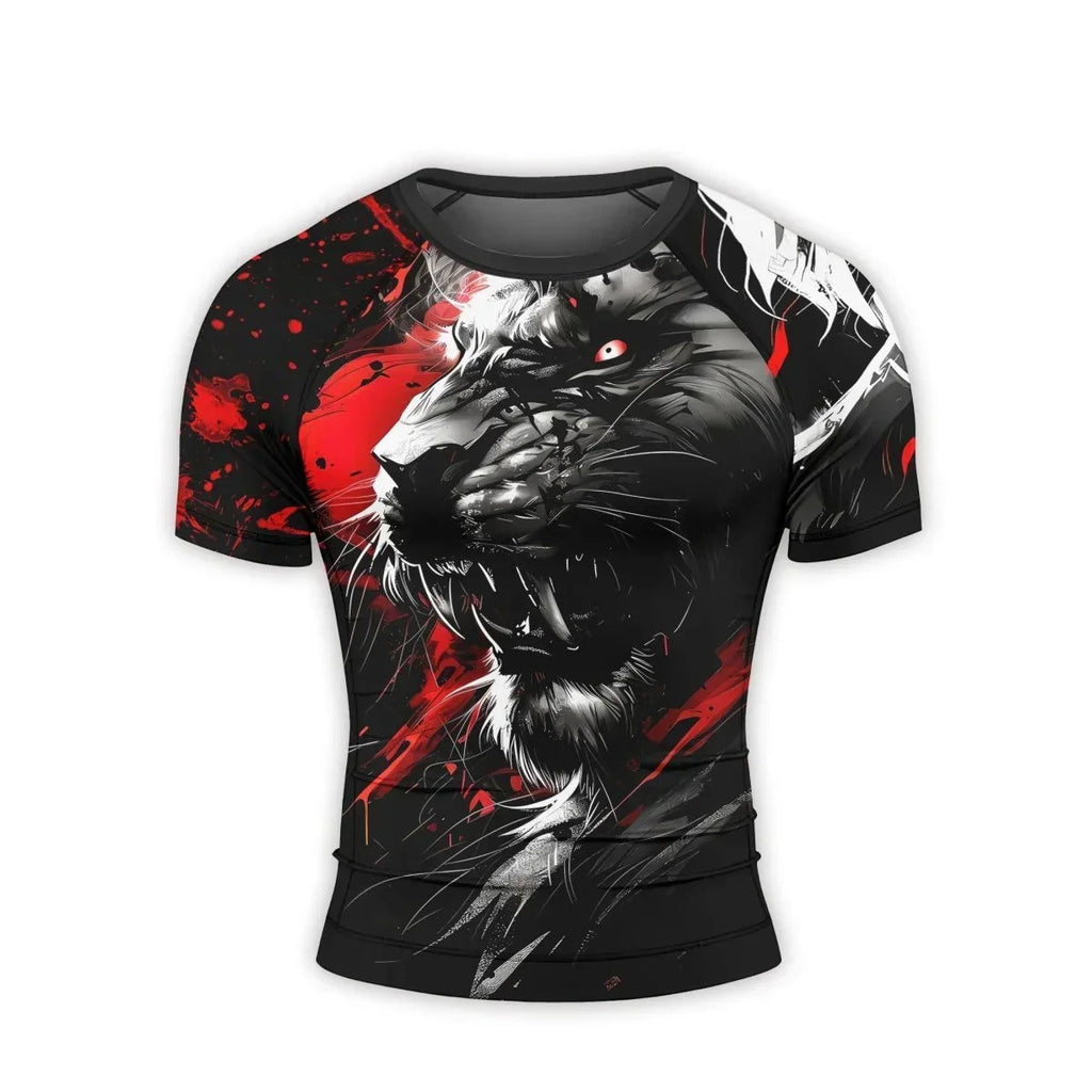 Dangerous Lion Men's Short Sleeve Rash Guard