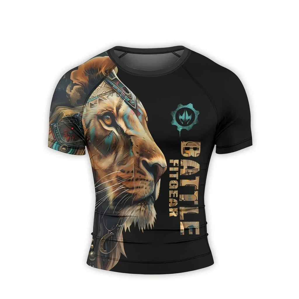 Acient Lion Men's Short Sleeve Rash Guard