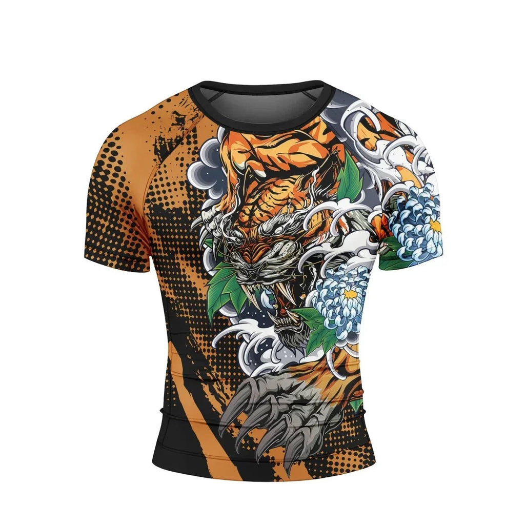 Flower Tiger Short Sleeve Rash Guard