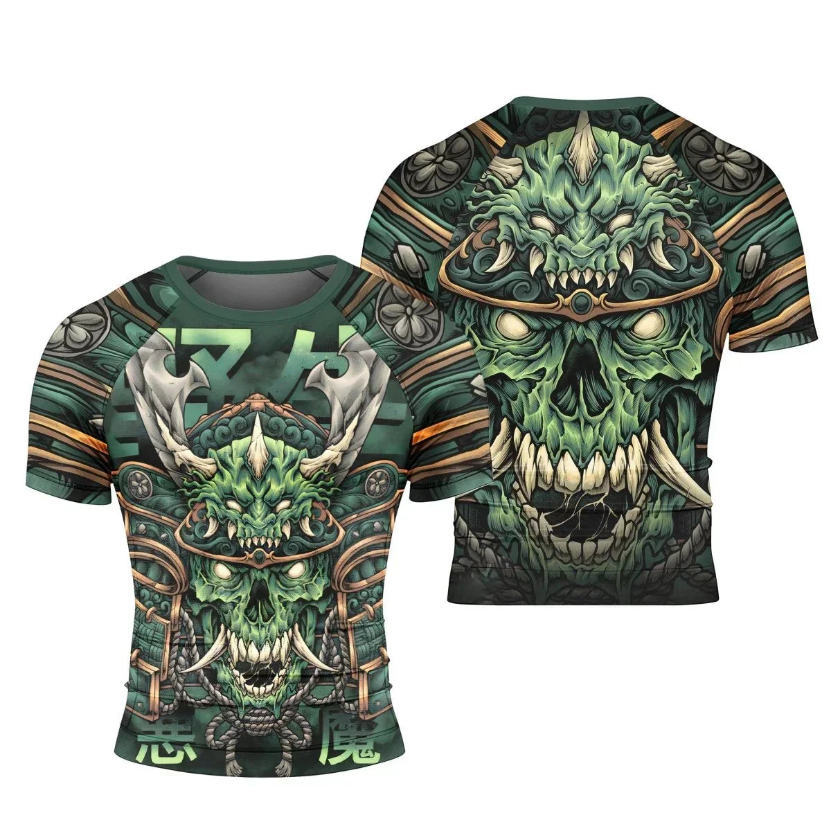 Evil Japanese Samurai Short Sleeve Rash Guard