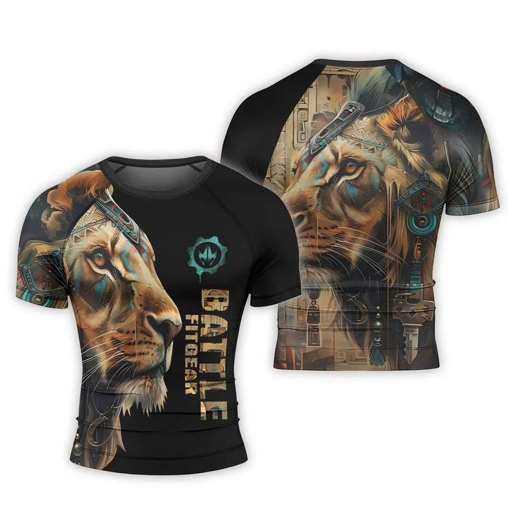 Acient Lion Men's Short Sleeve Rash Guard