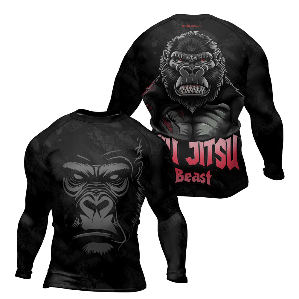 Rashninja Gorilla Jiu Jitsu Beast Men's Long Sleeve Rash Guard