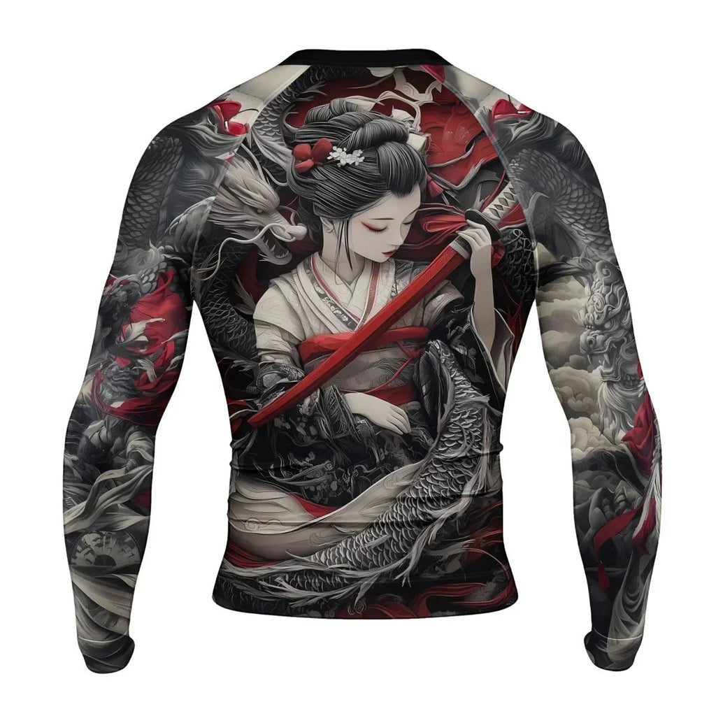 Geisha Samurai Men's Long Sleeve Rash Guard