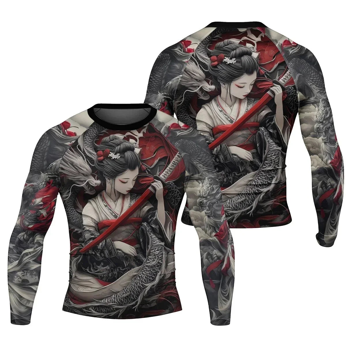 Geisha Samurai Men's Long Sleeve Rash Guard