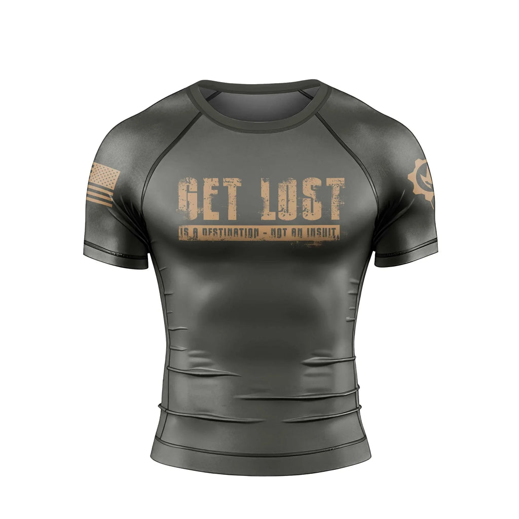 Get Lost Is A Destination Men's Short Sleeve Rash Guard