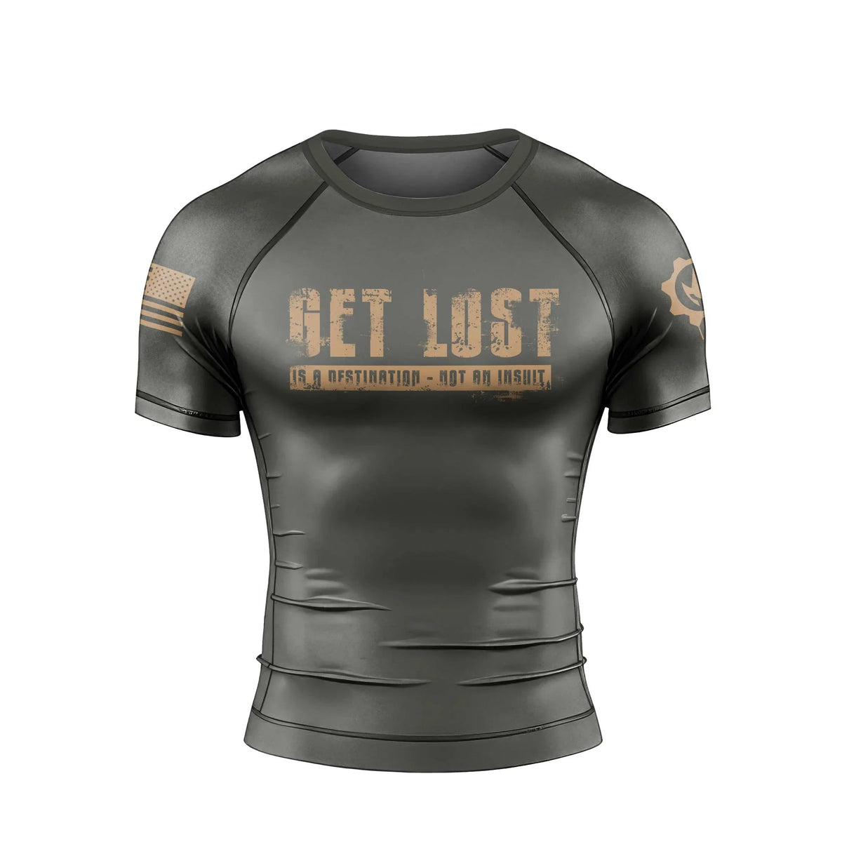 Get Lost Is A Destination Men's Short Sleeve Rash Guard