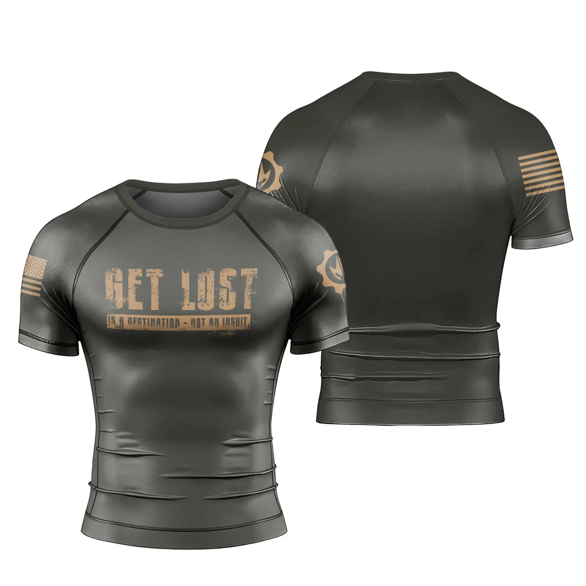 Get Lost Is A Destination Men's Short Sleeve Rash Guard