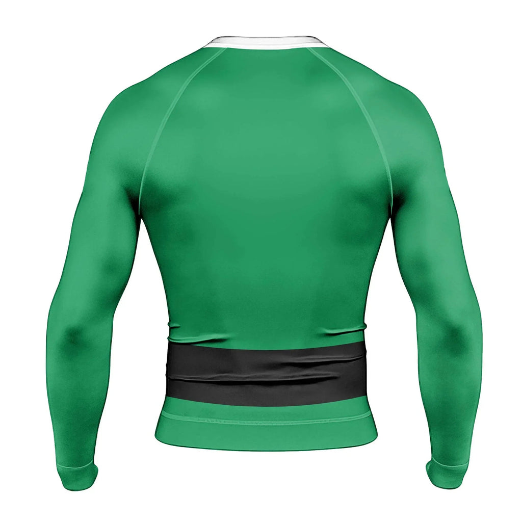 Green Santa Claus Men's Long Sleeve Rash Guard