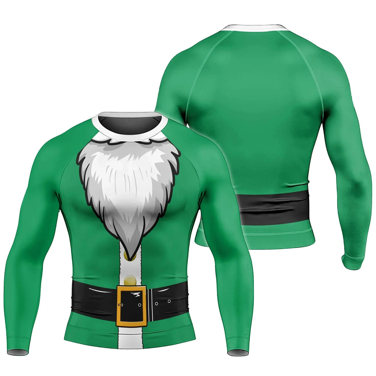 Green Santa Claus Men's Long Sleeve Rash Guard
