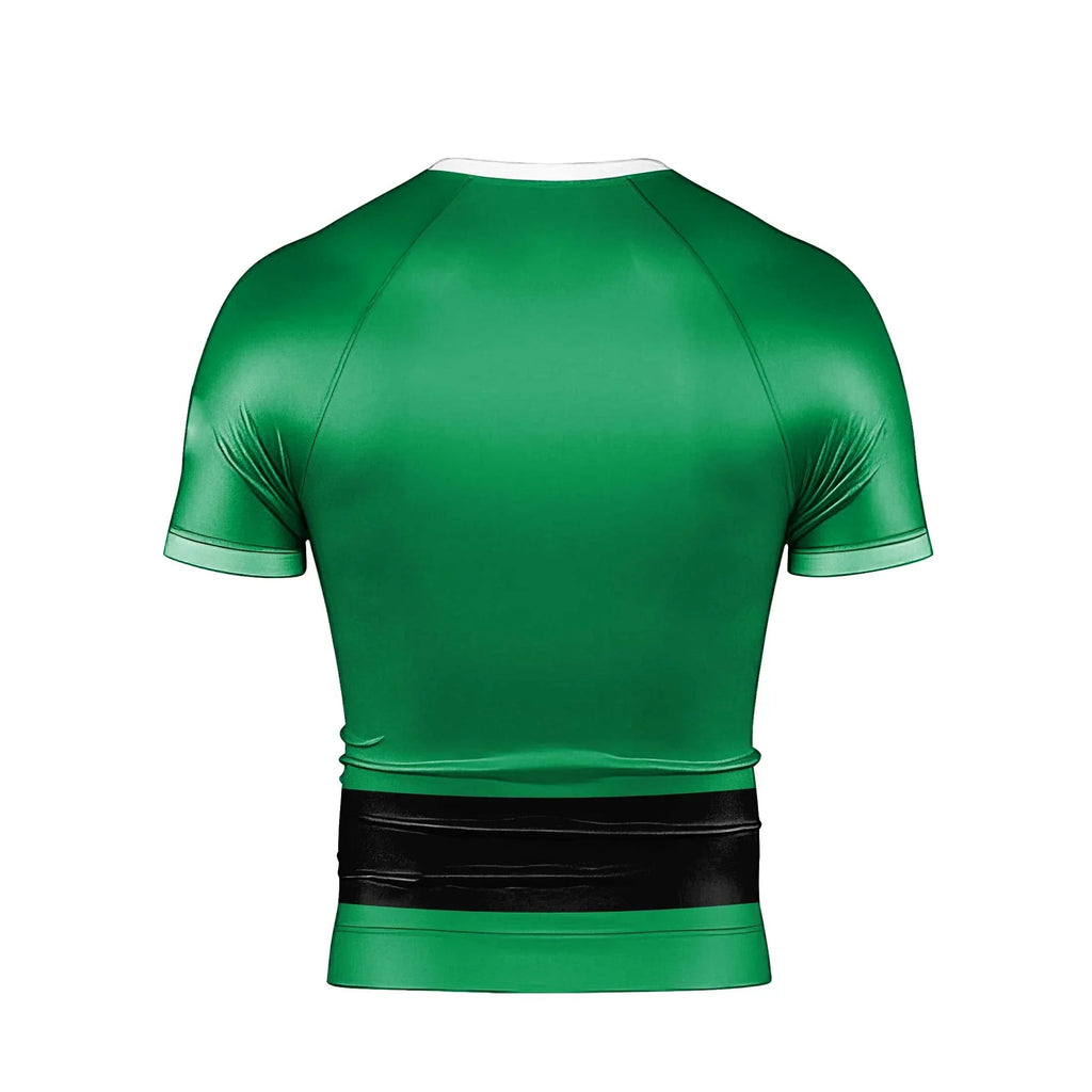 Green Santa Claus Men's Short Sleeve Rash Guard