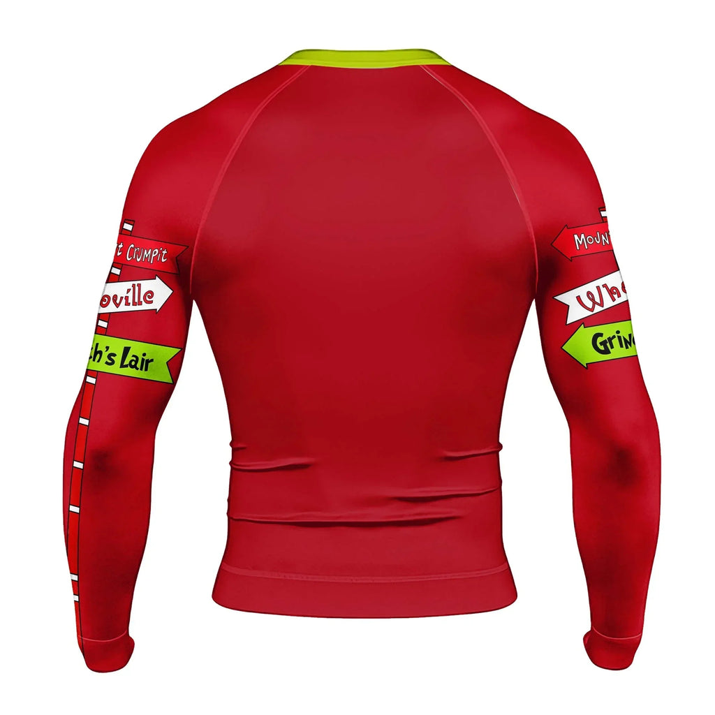 Grinch Christmas Mean More Men's Long Sleeve Rash Guard