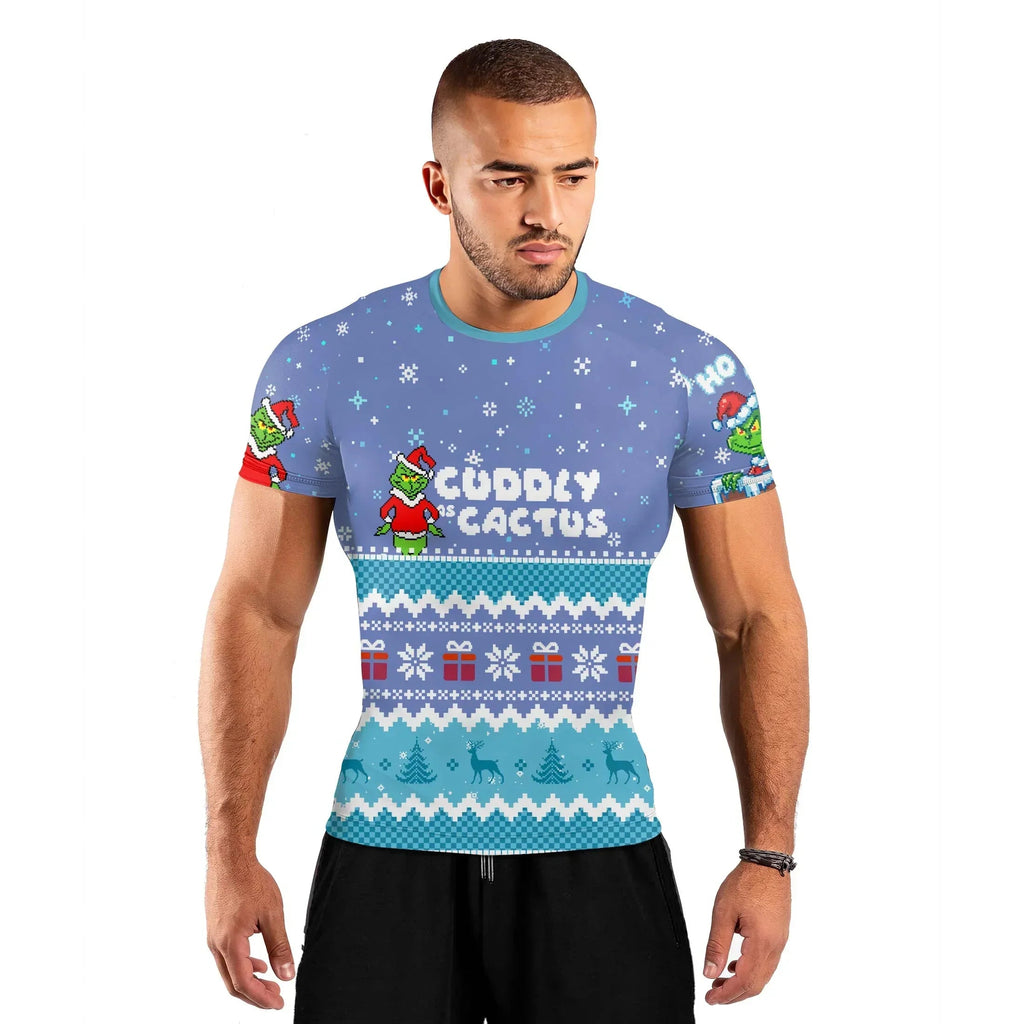 Grinch Cuddly Men's Short Sleeve Rash Guard