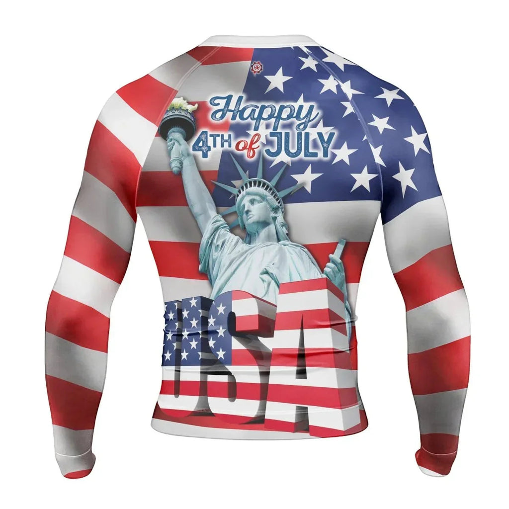 Happy Fourth Of July Men's Long Sleeve Rash Guard