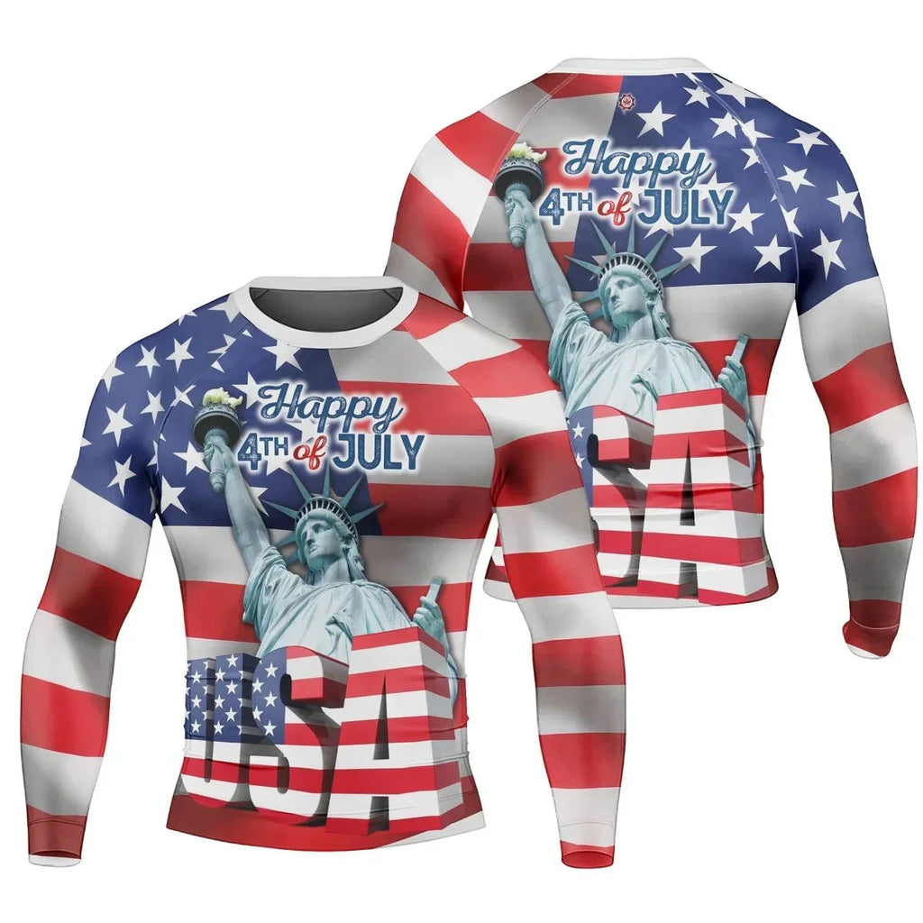 Happy Fourth Of July Men's Long Sleeve Rash Guard