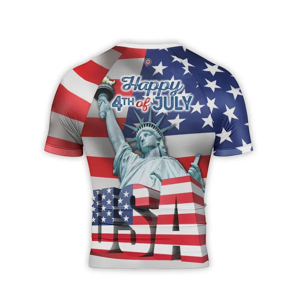 Happy Fourth Of July Men's Short Sleeve Rash Guard