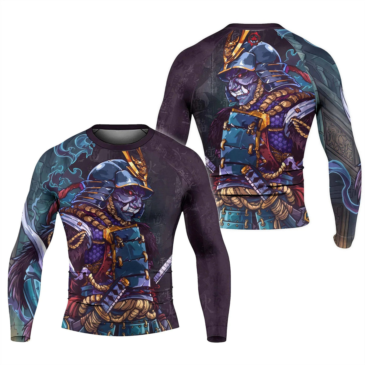 Hell Demon Samurai Men's Long Sleeve Rash Guard