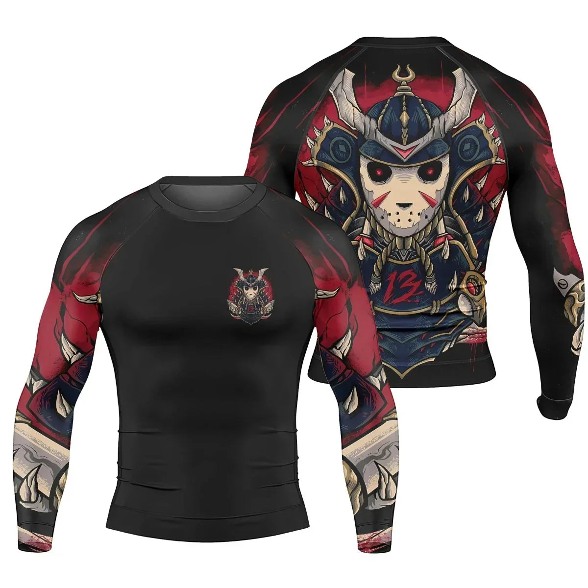 Jason Voorhees Samurai Men's Long Sleeve Rash Guard