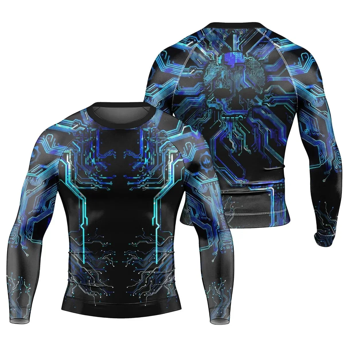 Glowing Circuit Men's Long Sleeve Rash Guard