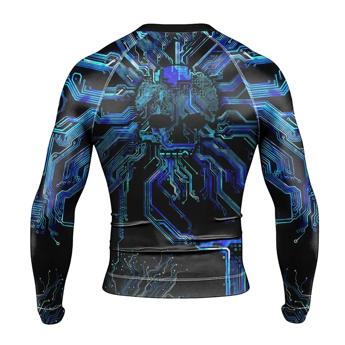 Glowing Circuit Men's Long Sleeve Rash Guard