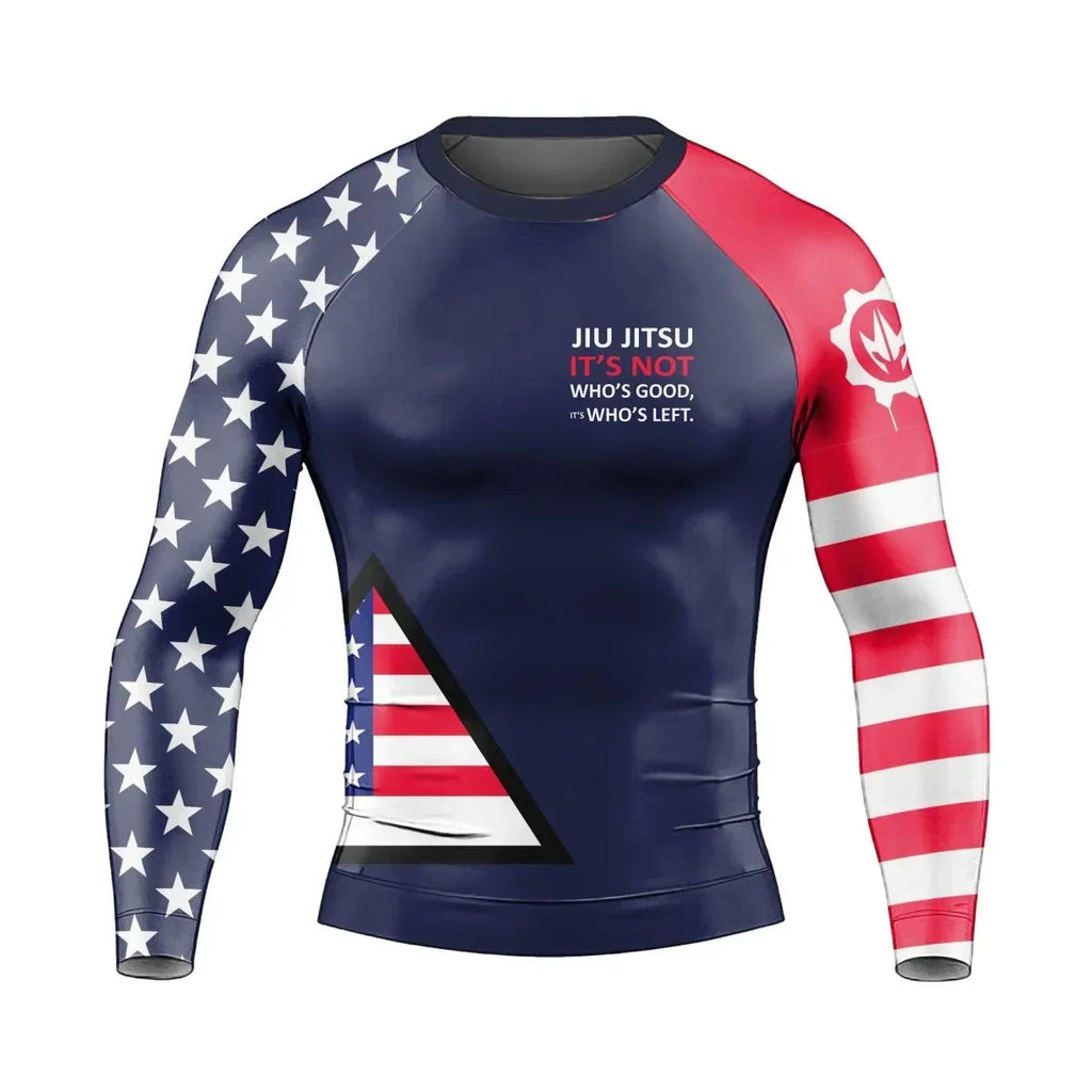 American Flag Blue Long Sleeve Rash Guard