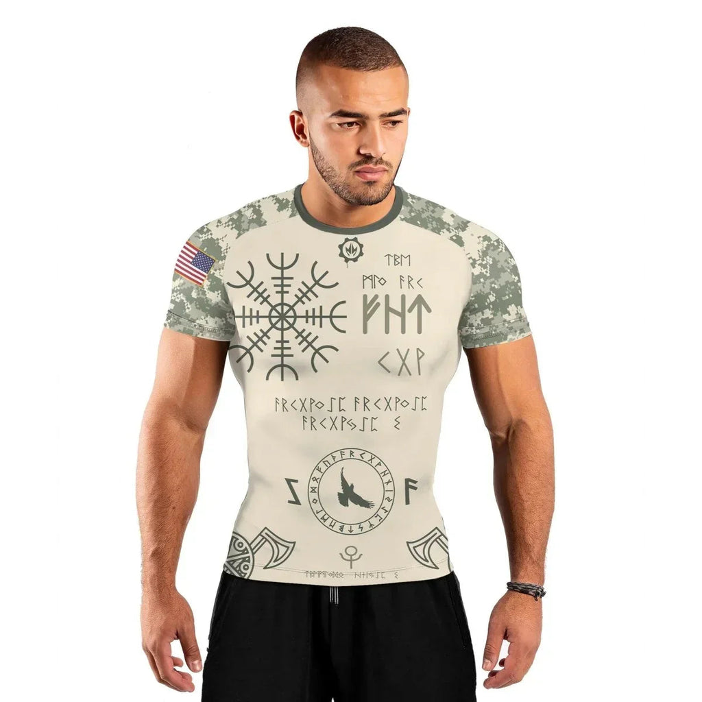 Army Veteran Viking Men's Short Sleeve Rash Guard