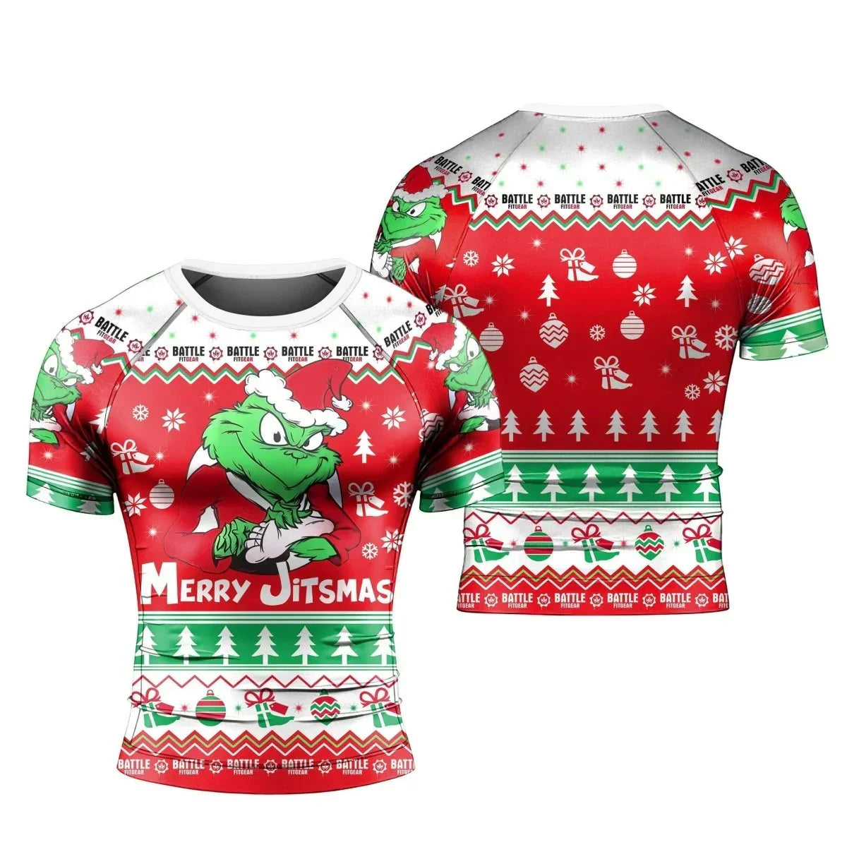 Funny Santa Grinch Short Sleeve Rash Guard