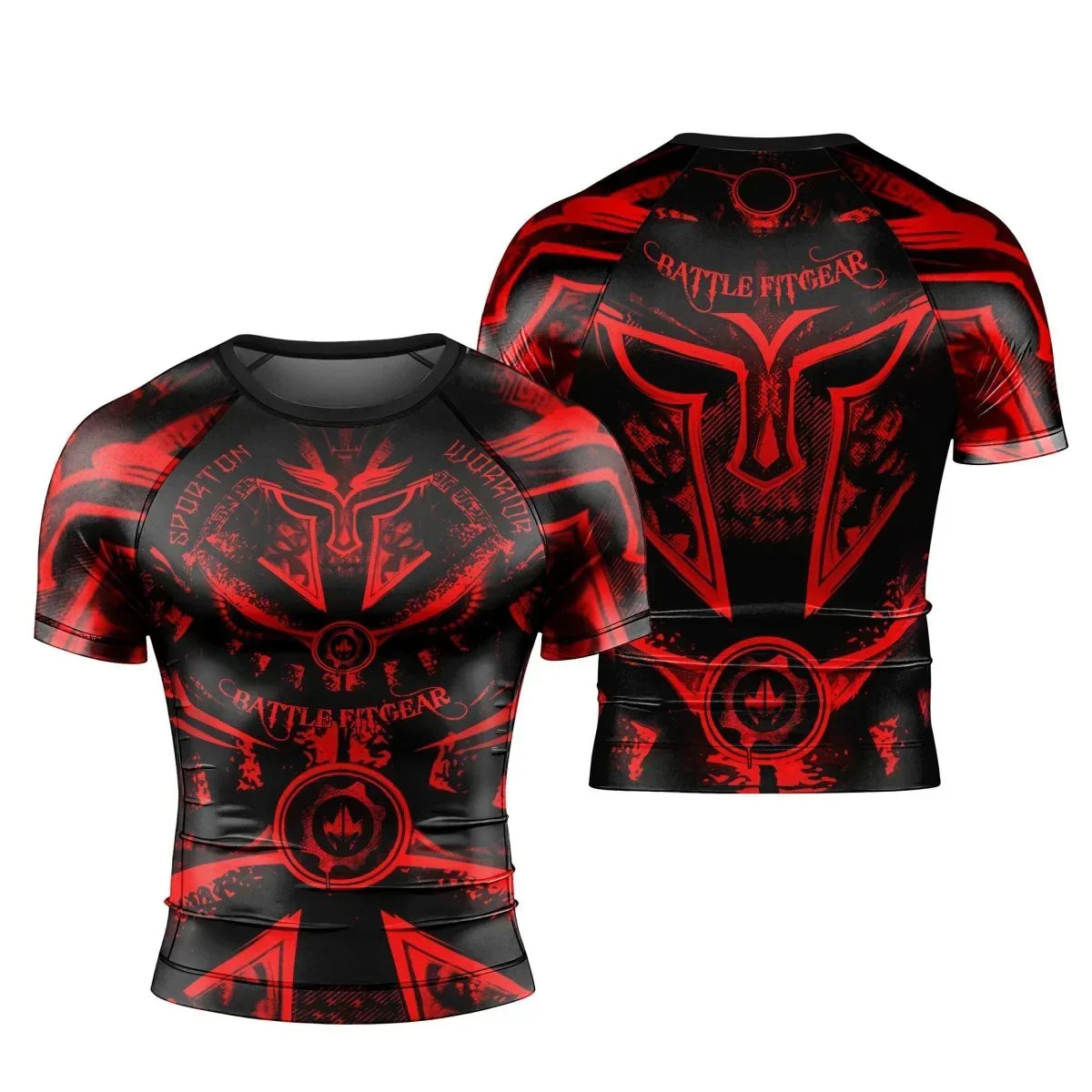 Spartan Red Men's Short Sleeve Rash Guard