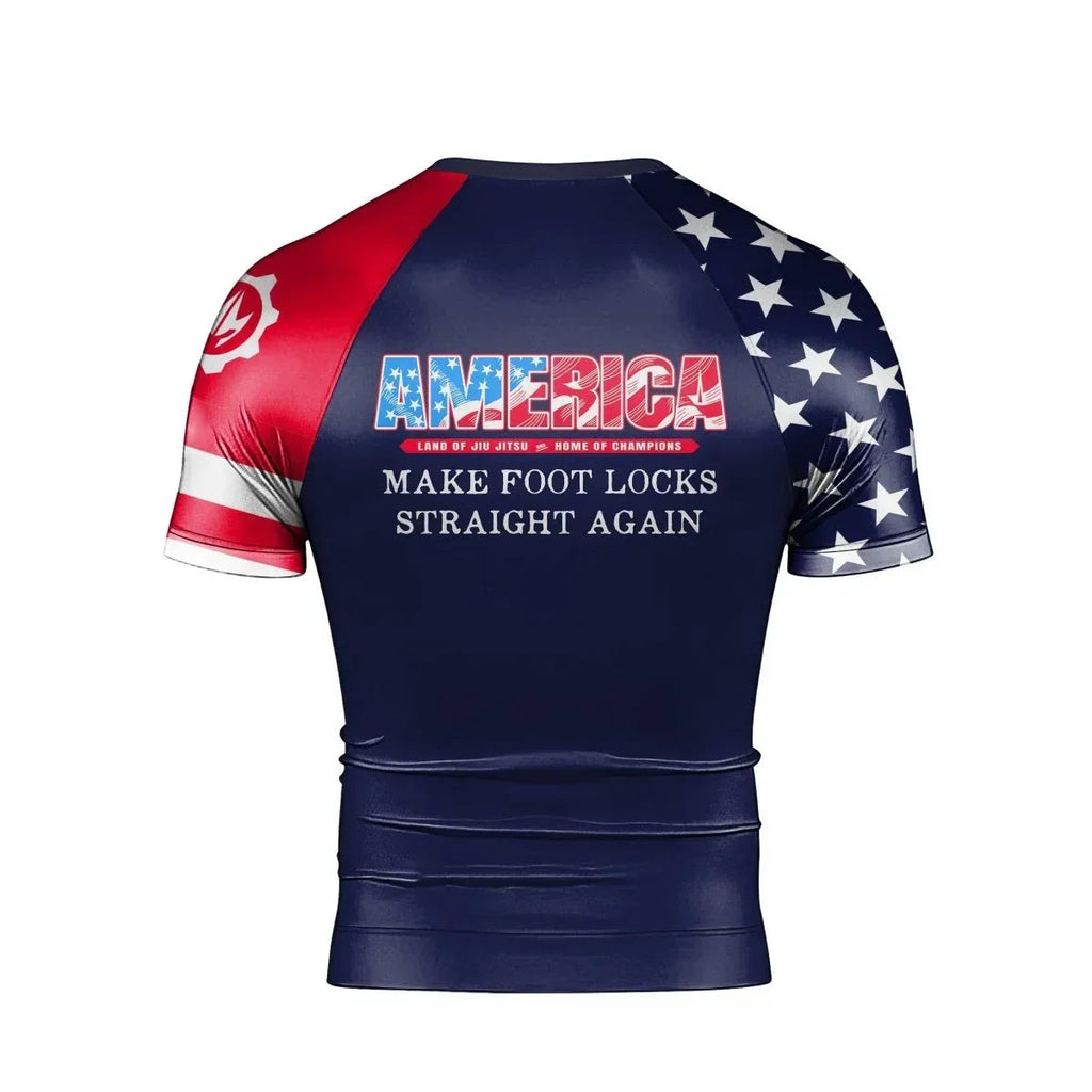 American Flag Blue Short Sleeve Rash Guard