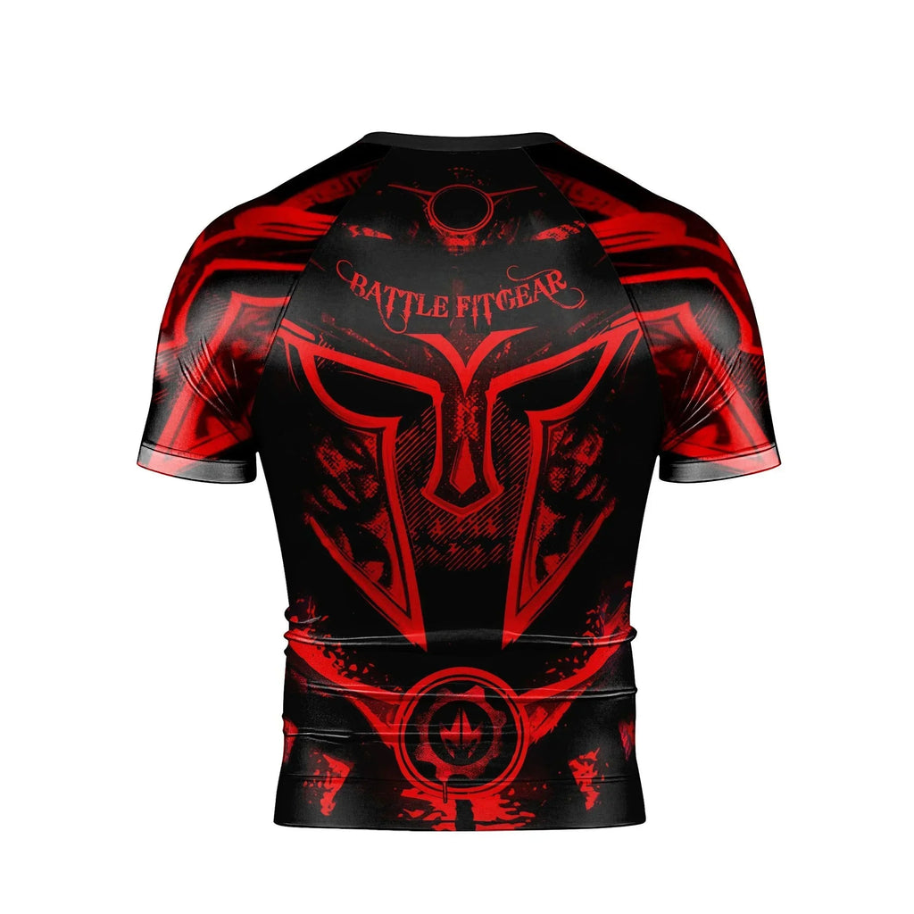 Spartan Red Men's Short Sleeve Rash Guard
