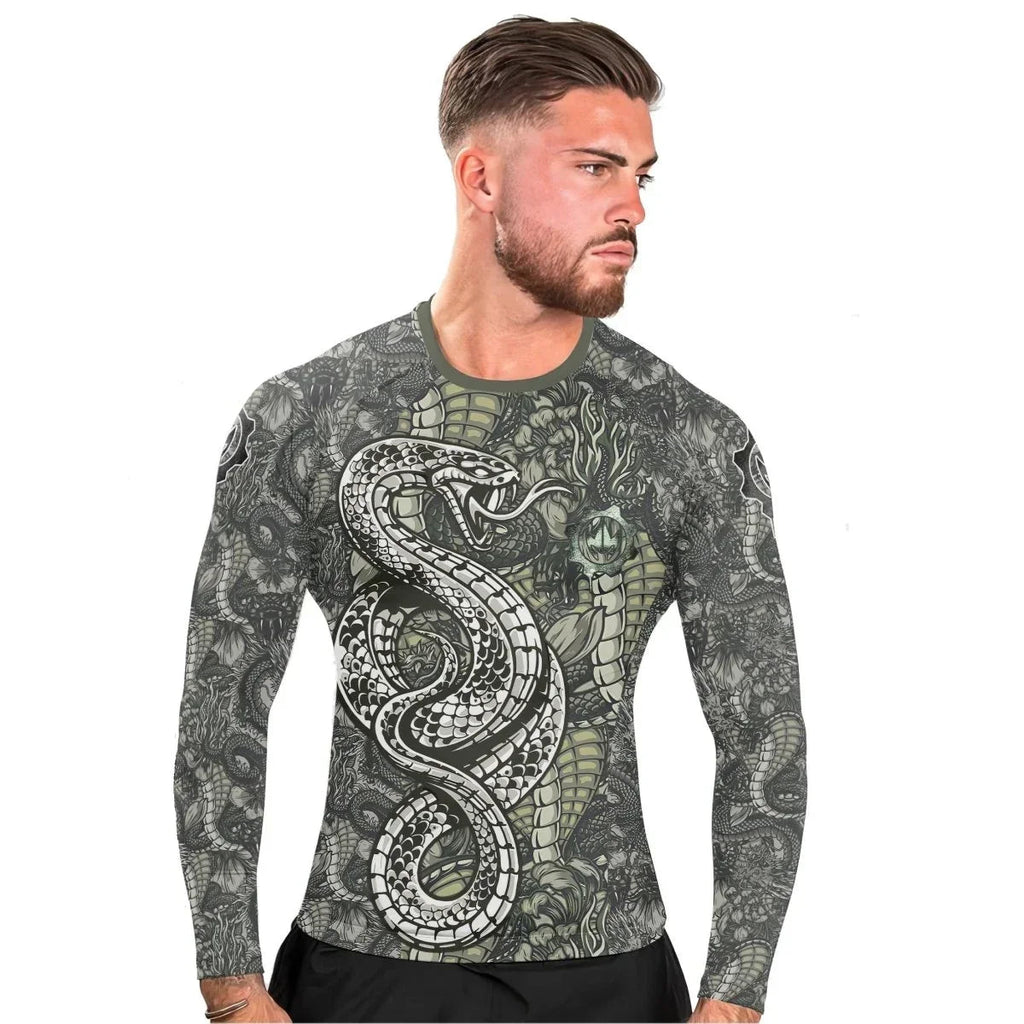Samurai Cobra And Dragon Long Sleeve Rash Guard