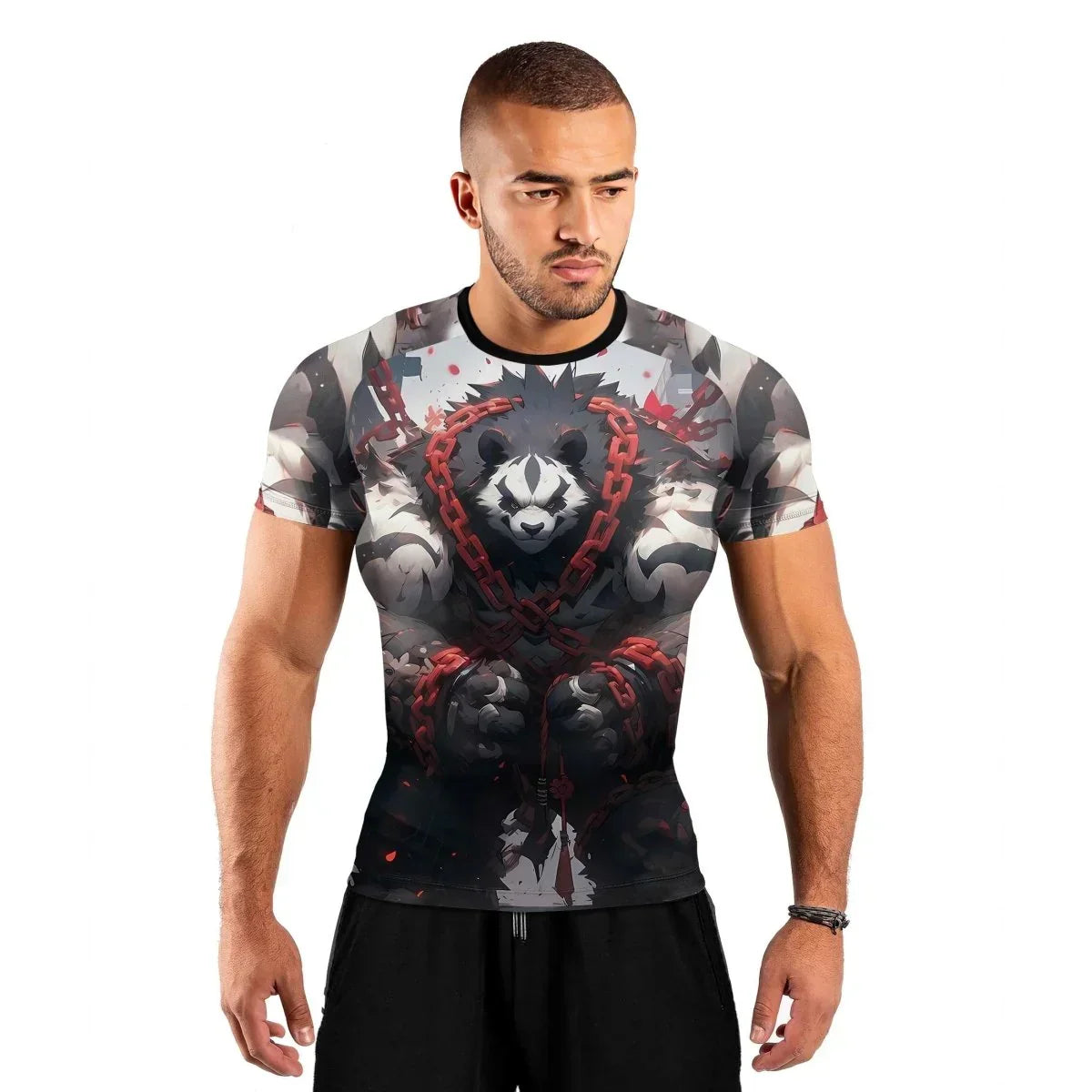 Warrior Panda Skull Short Sleeve Rash Guard