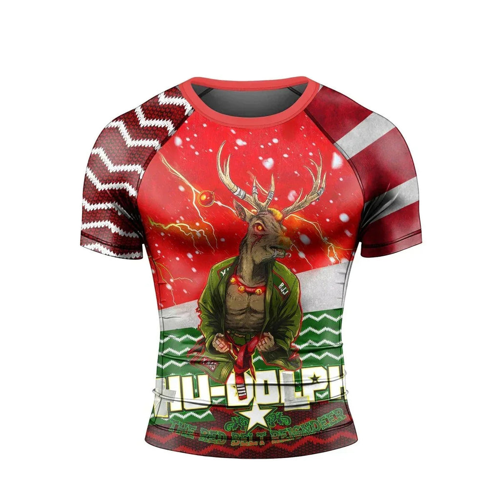 Hu-Dolph Christmas Short Sleeve Rash Guard